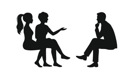 Therapy Session Two Female Clients Male Therapist Silhouette