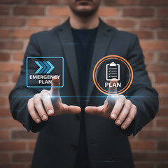 Concept of Emergency Preparedness Plan. Business Evacuation Training concept. Emergency preparedness instruction