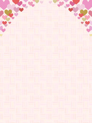 ハートの背景⑲縦_和柄_上部_ピンク算木くずし