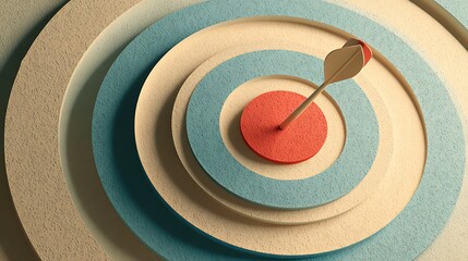 Bullseye Arrow Hitting Center of Circular Target with Textured Rings