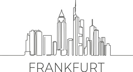 Fototapeta premium Frankfurt city skyline panorama continuous line art vector illustration