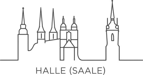 Fototapeta premium Halle Saale city skyline landmark outline vector illustration