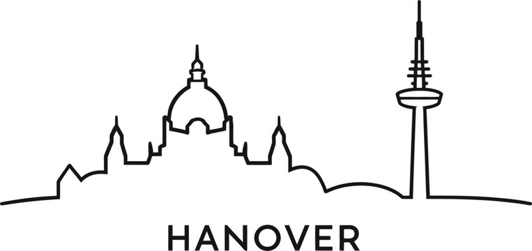 Hanover city skyline landmarks minimalist vector line art