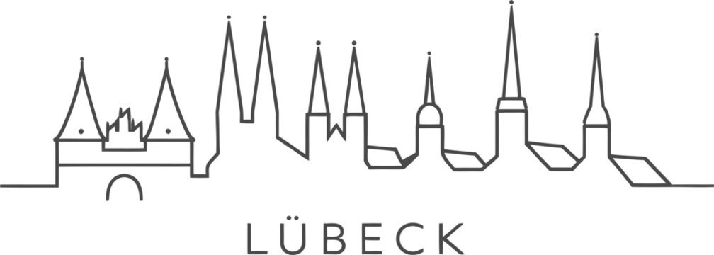 Lubeck city skyline landmark minimalist line art vector illustration