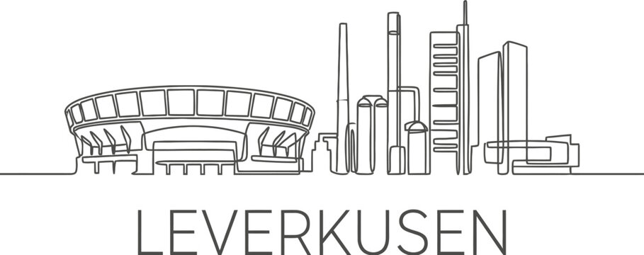 Leverkusen city skyline continuous line vector illustration