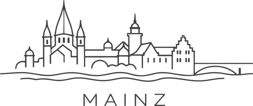Mainz Germany city skyline landmark vector illustration