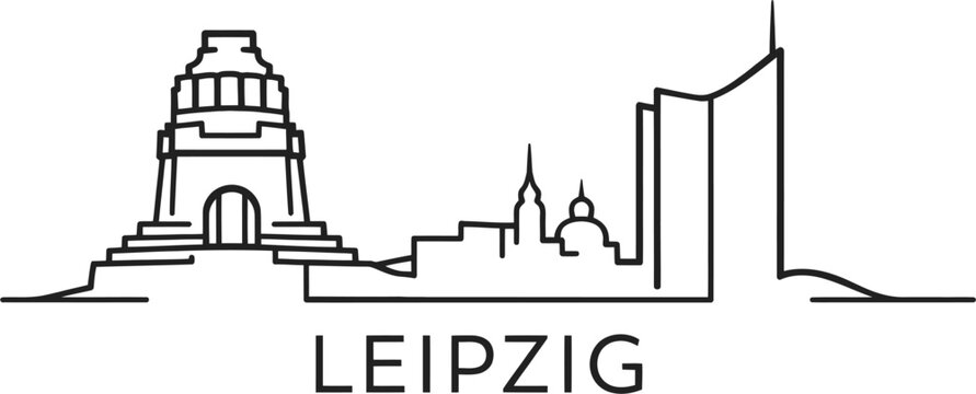 Leipzig city skyline landmarks minimalist vector line art illustration