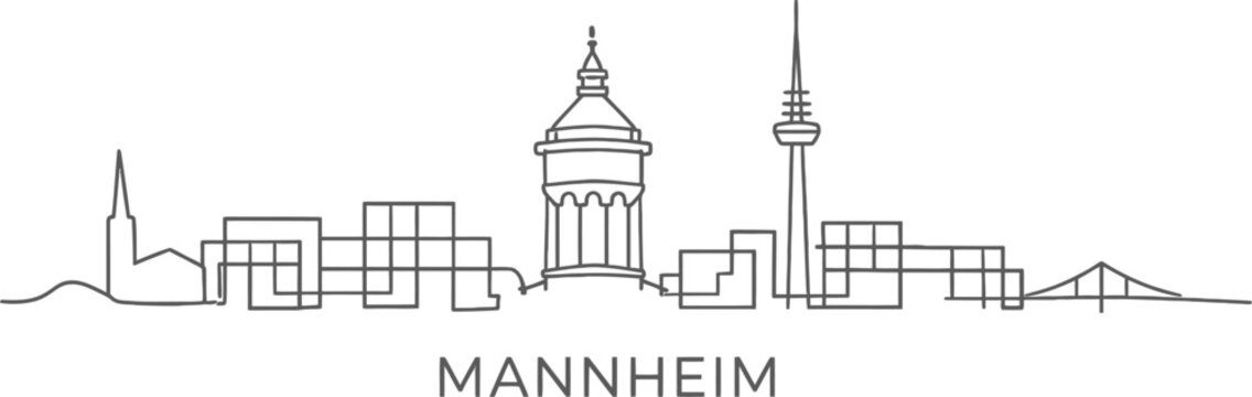 Mannheim city skyline silhouette minimalist vector illustration
