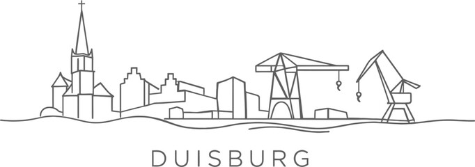 Obraz premium Duisburg Germany city skyline minimalist line art illustration