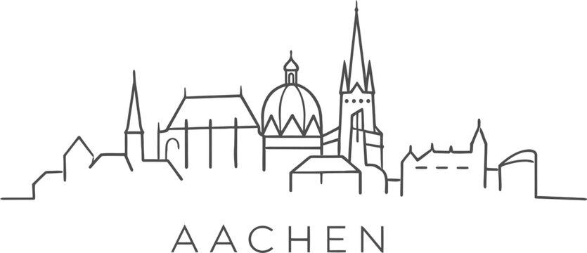 Aachen Germany city skyline landmark minimalist vector illustration