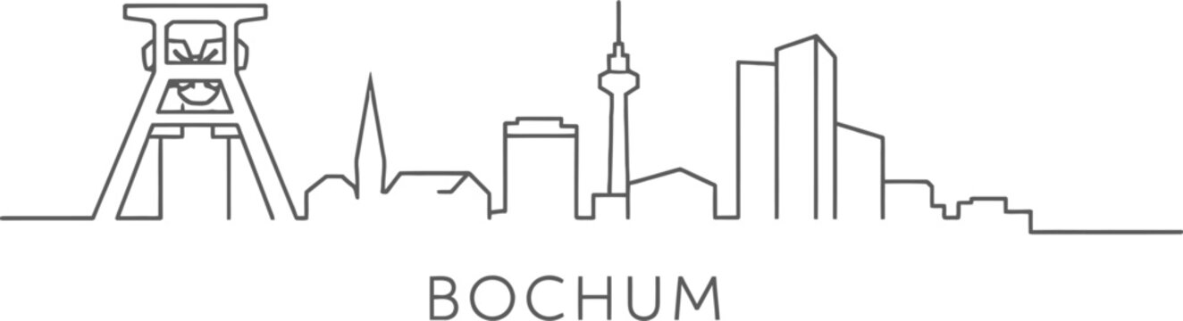 Bochum city skyline landmarks minimalist line art vector