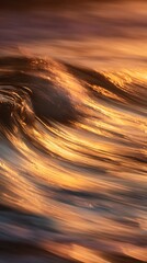 Golden Wave Abstract Motion and Texture of Ocean Water at Sunset