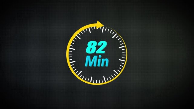 82 Minute Circular Countdown Timer Animation with Rotating Dial and Smooth Progress Ring for UI Design, App Interface, Presentation and Time Control