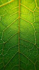 Macro Photograph of a Leaf's Veins and Texture Under Sunlight