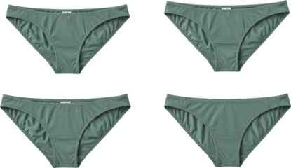 Four green underwear briefs arranged in a grid.