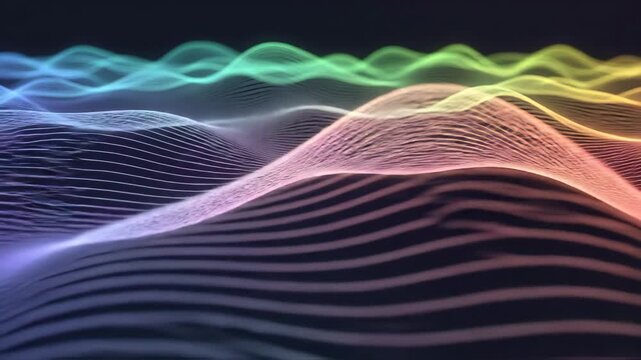 Animated vibrant wave patterns featuring flowing lines and glowing colors that evoke digital energy and futuristic motion.