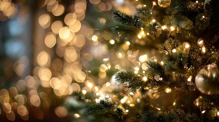 Tree Branches Glowing With Bokeh Lights CloseUp