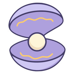 pearl inside shell sea life flat color vector illustration template design
