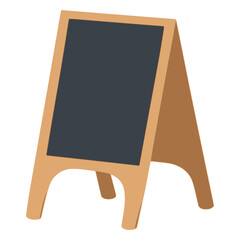 Empty black board chalk outdoor menu display flat color vector illustration template design