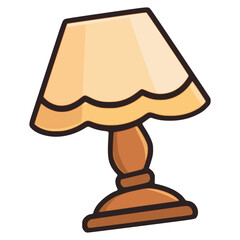 retro table lamp light decoration flat color vector illustration template design
