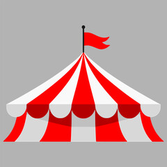 Circus tent attraction happy fun flat color vector illustration template design