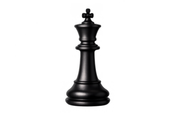 Black king chess piece standing on transparent background, representing leadership, strategy, competition, and success in games