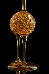 Premium Macro Food Photography of Golden Honeycomb Dripping Honey on Black Velvet Background