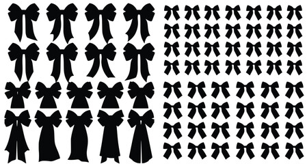 black bow silhouette collection graphic design elements celebration decoration holiday gift wrapping