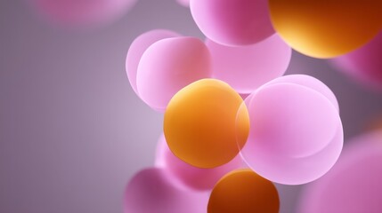 Beautiful abstract composition of colorful translucent spheres floating on a soft gradient background, representing vitality, energy, and creativity in design