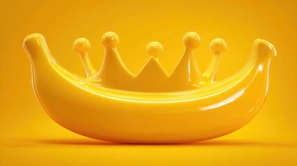 Yellow Crown Shape on Smooth Yellow Surface Bright Modern Artistic Style