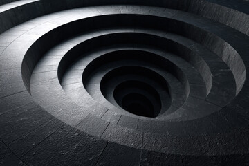 Obraz premium Abstract 3D Spiral Staircase with Glossy Thick Slabs and Hollow Dark Center Design