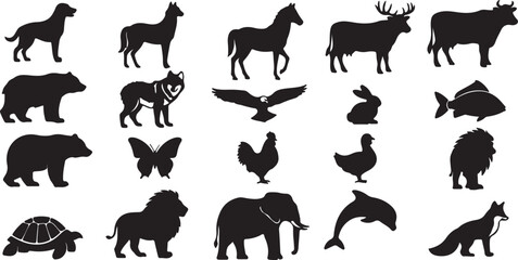 Fototapeta premium Collection of animal silhouettes