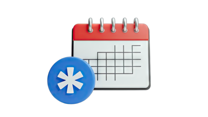 Calendar with Asterisk Symbol - Schedule & Reminder