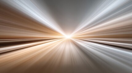 Abstract motion blur background with dynamic lines converging towards bright light source, creating a sense of speed and movement in soft hues