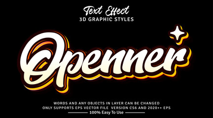 Opener 3d gradient text style effect
