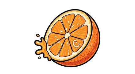 Vibrant Orange Slice - A Refreshing Citrus Illustration.