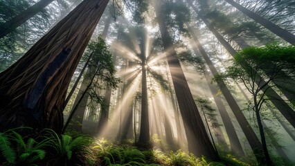 rays of light in the forest