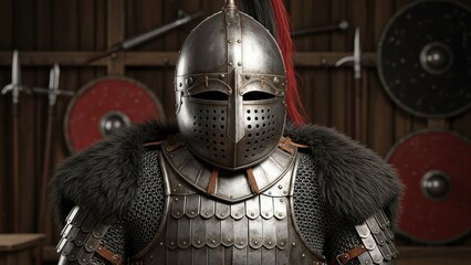 Medieval Knight Armor Displayed in a Historical Setting.