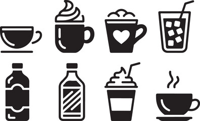 Beverage Icons Collection coffee cup hot chocolate
