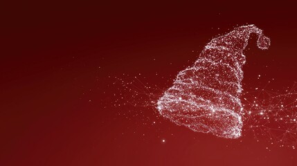 `A festive concept for growth and innovation, showing a glowing digital particle effect of a Santa hat on a red background.`