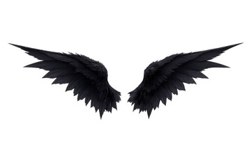 Obraz premium Dark black feathered wings symbolizing power, freedom, fantasy, and rebellion with a transparent background