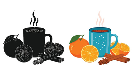 Warm beverages with citrus fruits and spices a comforting winter scene