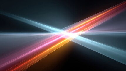 Vibrant Light Beams Crossing Each Other in a Dark Space Creating an Abstract Background for Modern Designs and Digital Artwork