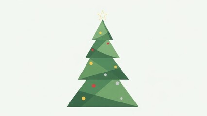 Obraz premium Minimal geometric Christmas tree illustration on white background.