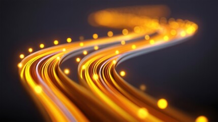 Dynamic glowing light trails on a dark background creating mesmerizing movement patterns with vibrant orange and yellow hues for creative projects