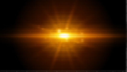 Fototapeta premium Golden Glowing Light on Dark Brick Wall Background, Cinematic Abstract Illumination