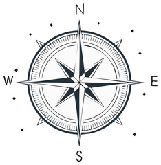 Classic compass rose navigation symbol with cardinal directions north south east west