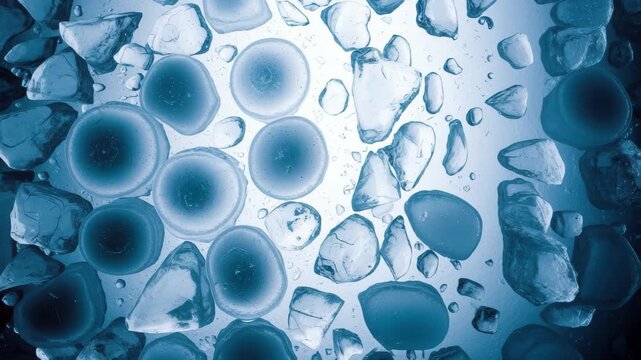 Refreshing ice cubes melt slowly creating cool condensation, perfect for summer drinks and chilling 4k high quality footage