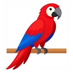 Fototapeta premium Vibrant Scarlet Macaw Perched on Branch - A Colorful Avian Illustration.