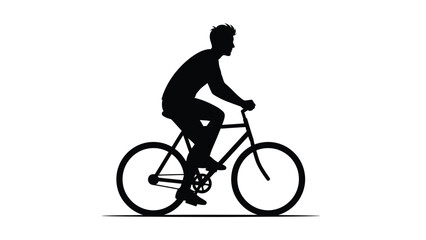 Obraz premium Silhouette of a cyclist riding a bicycle against a white background